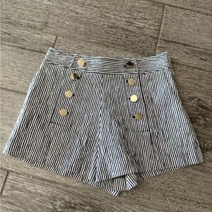 10 Crosby Derek Lam Black and White Striped High Waist Shorts